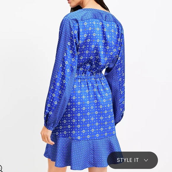 Loft Mixed Geo Flounce Mini Shirtdress - Picture 2 of 2